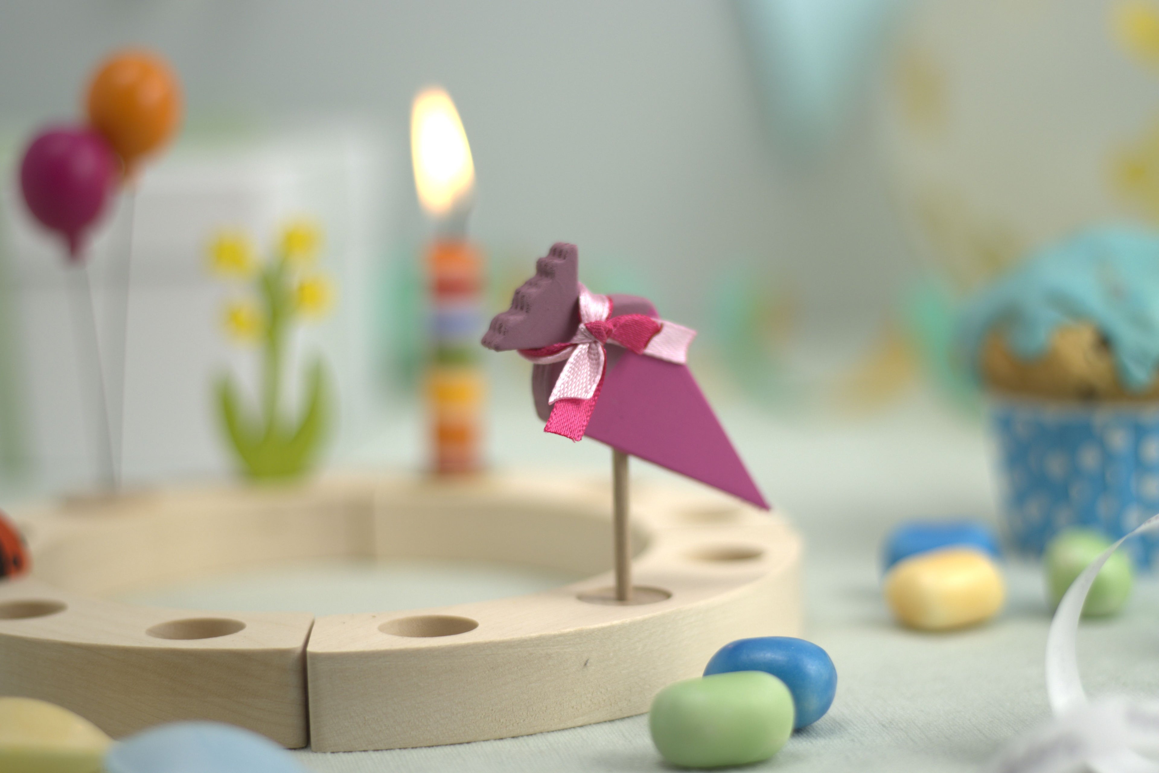 Steckfigur Schultüte pink mit Muster