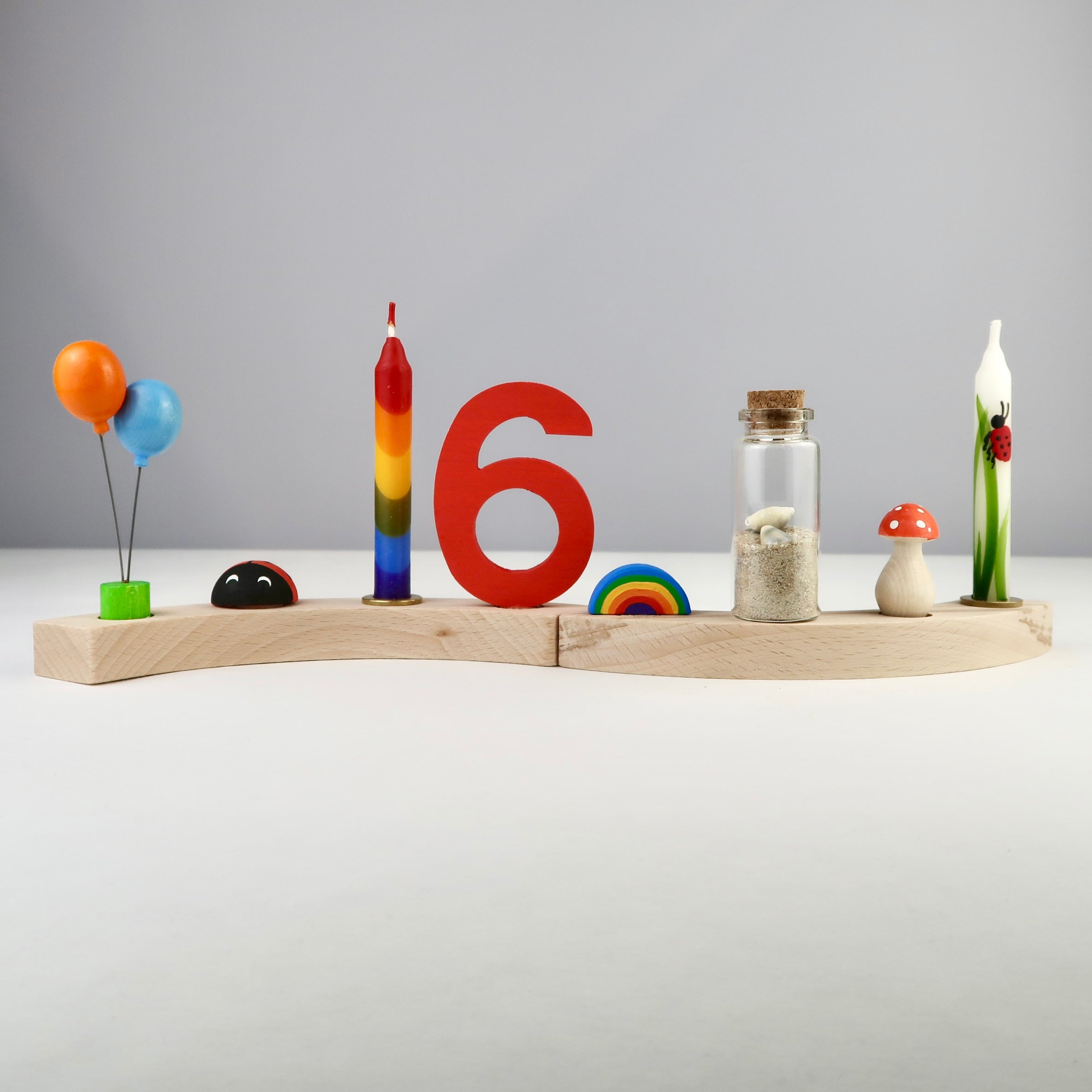 Zahlenstecker 6 - bunt (wähle deine Lieblingsfarbe)