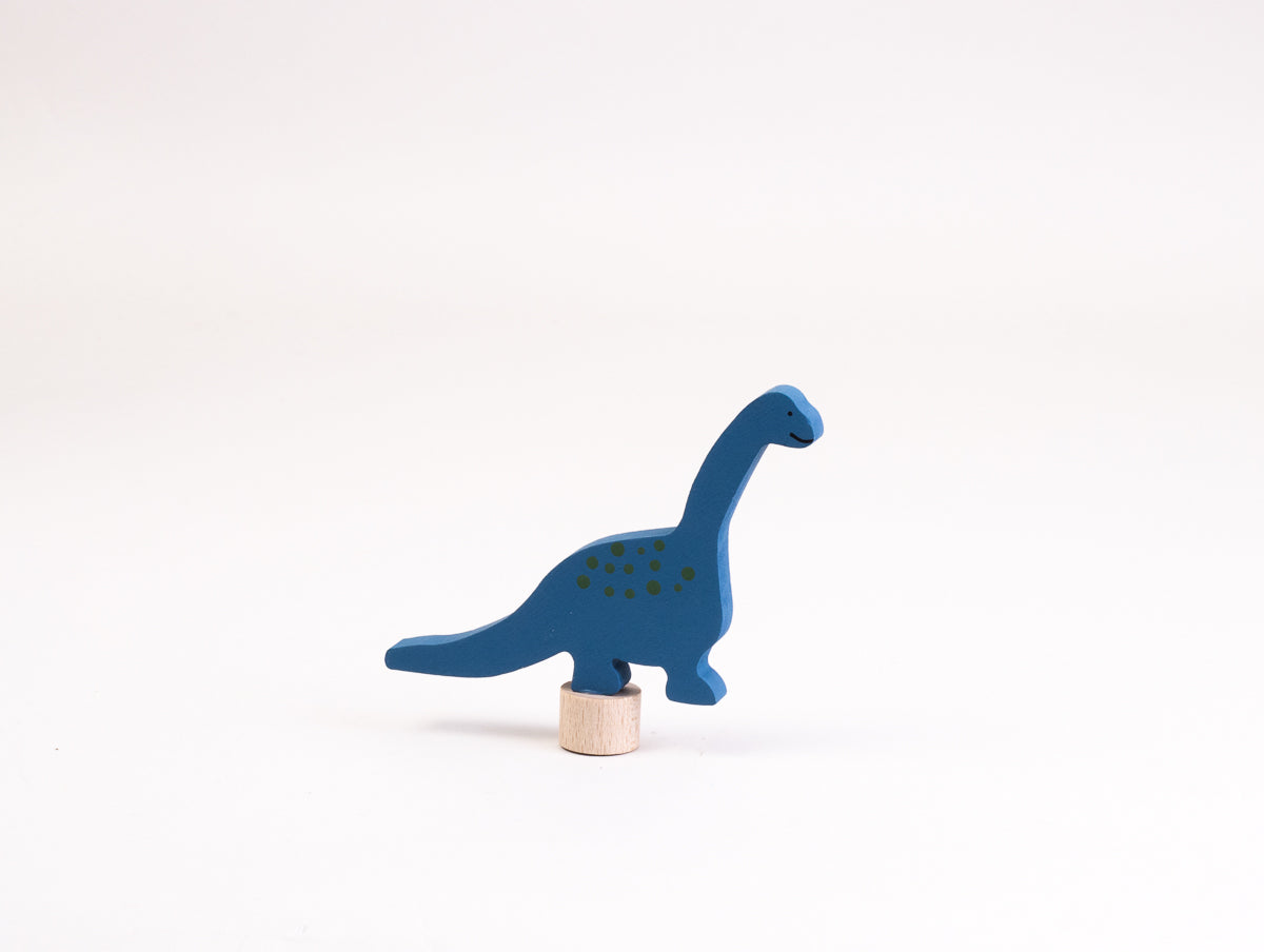 Steckfigur Dino Langhals Ozeanblau/grüne Punkte