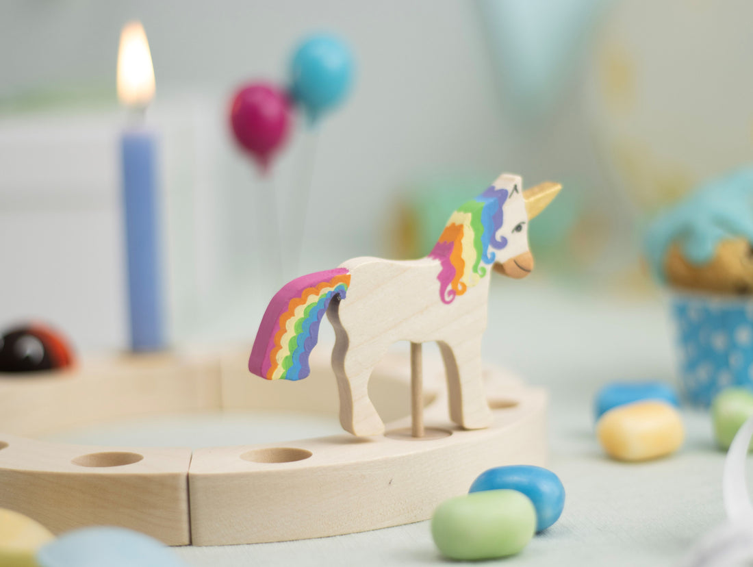 Steckfigur Einhorn - Natur Regenbogen Pastell