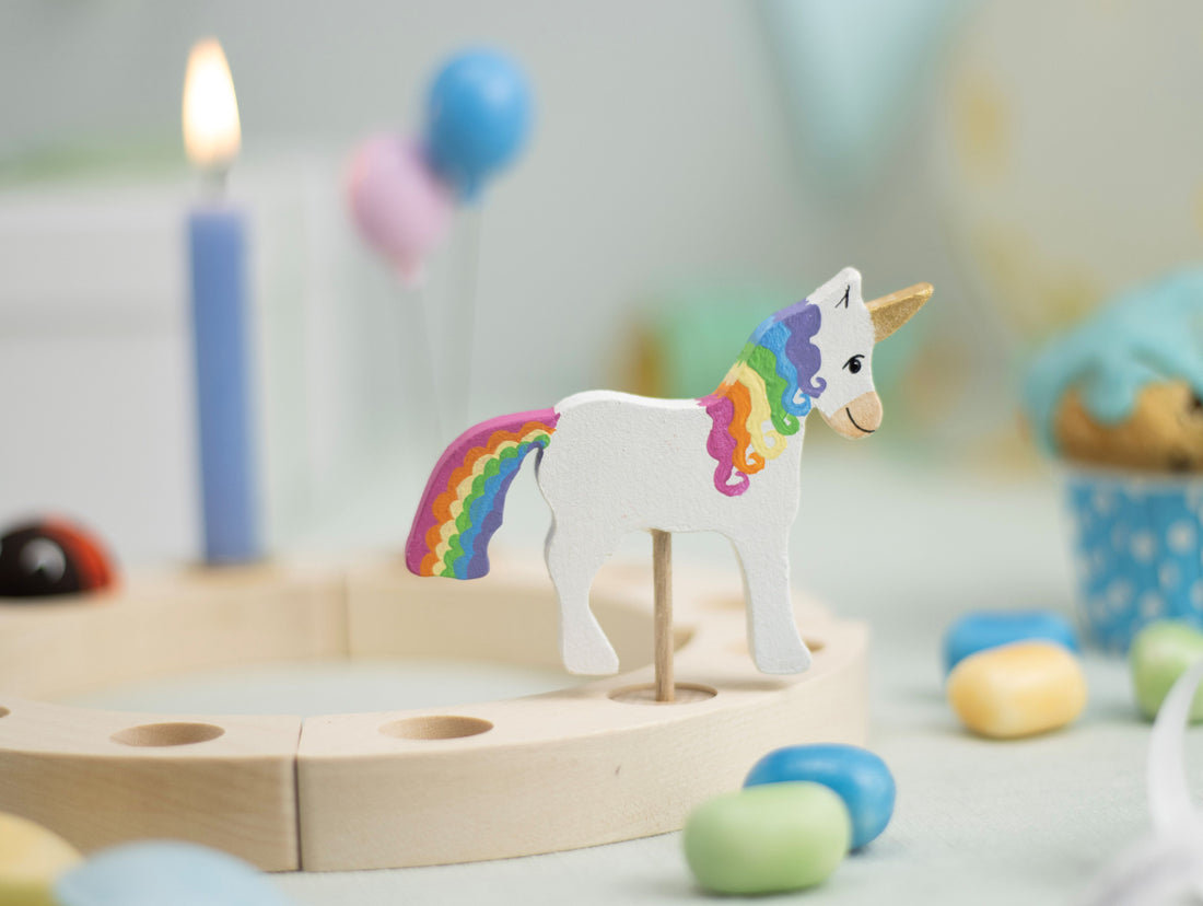 Steckfigur Einhorn - Regenbogen Pastell