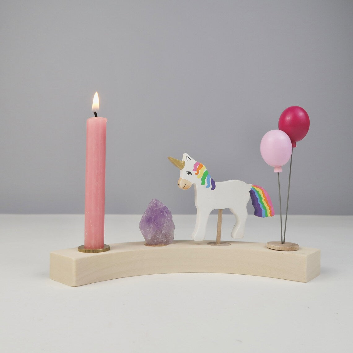 Steckfigur Einhorn - Regenbogen Pastell