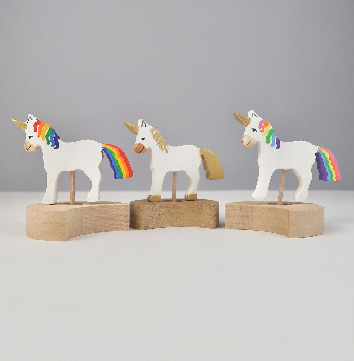 Steckfigur Einhorn - Regenbogen Pastell