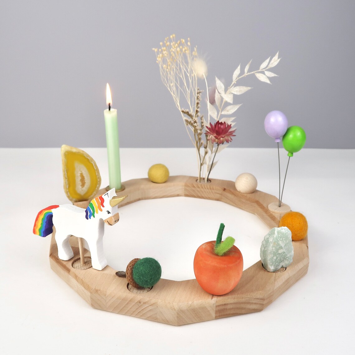 Steckfigur Einhorn - Regenbogen Bunt