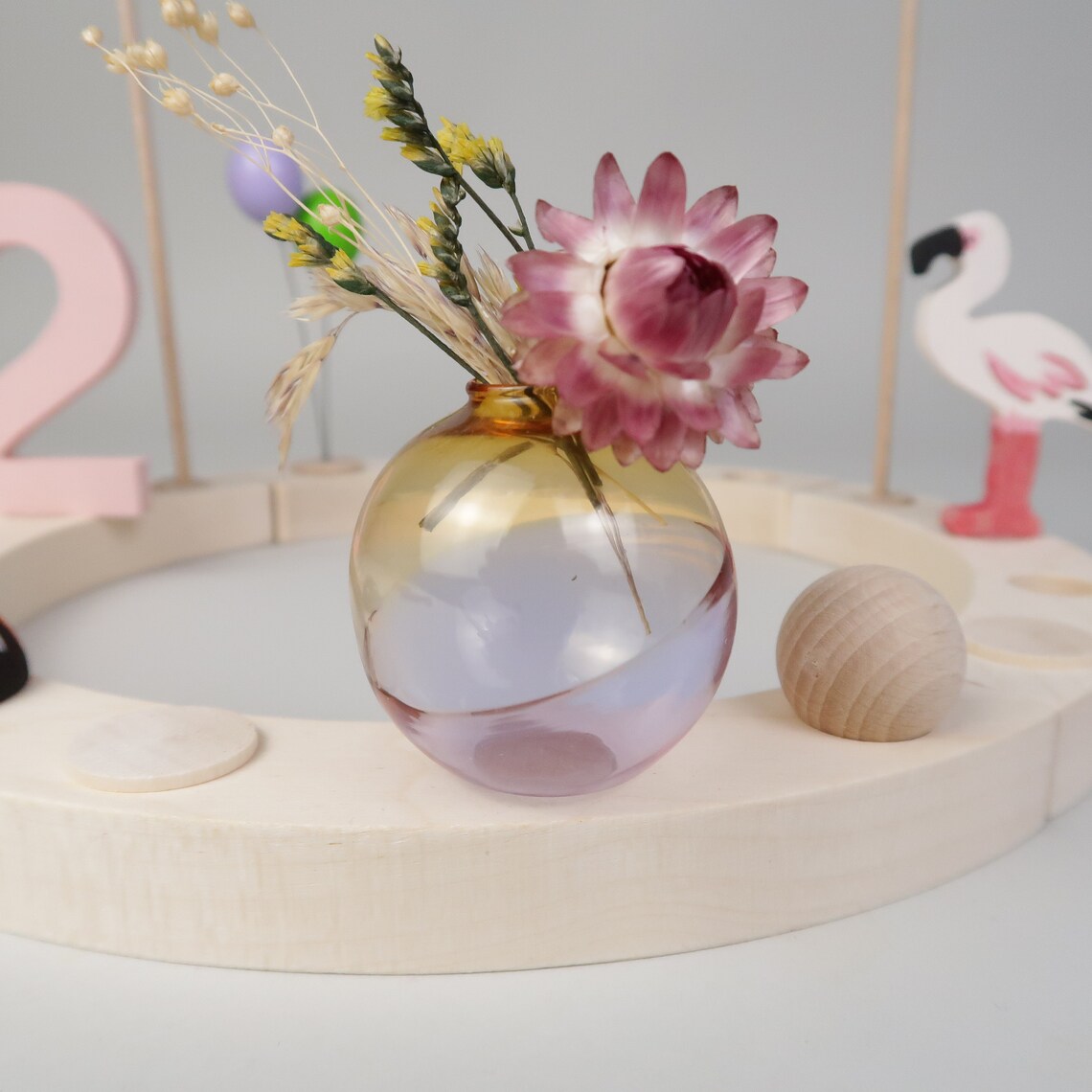 Steckfigur Mini Glasvase - rosa grün