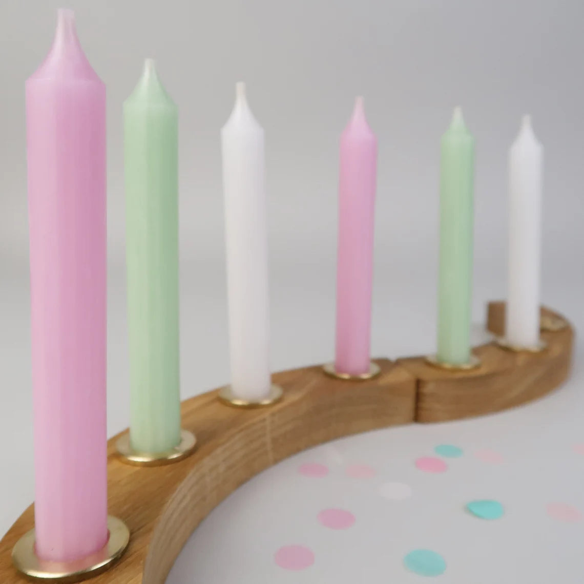 Geburtstagskerzen Set weiß-rosa-hellgrün - 6er/12er Set