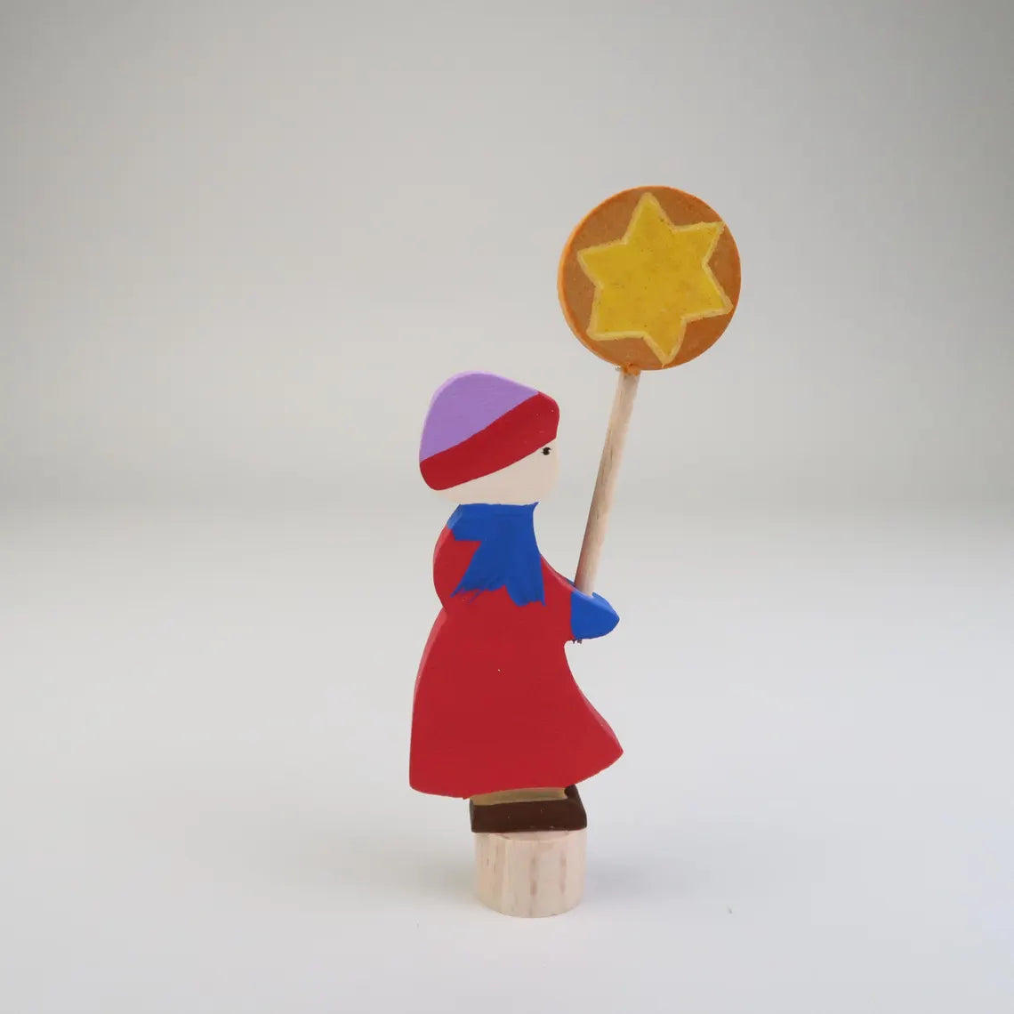 Steckfigur Laternenkind - Mädchen mit rotem Mantel und blauen Schal