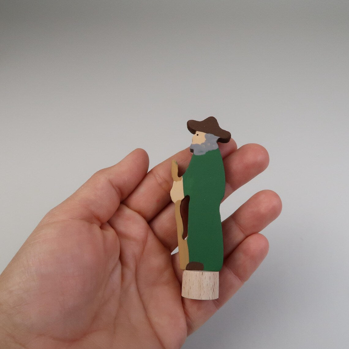 Steckfigur Hirte mit grünem Mantel