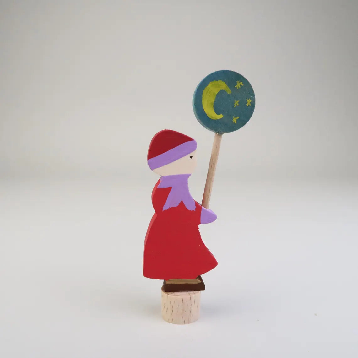Steckfigur Laternenkind - Mädchen mit rotem Mantel und lila Schal
