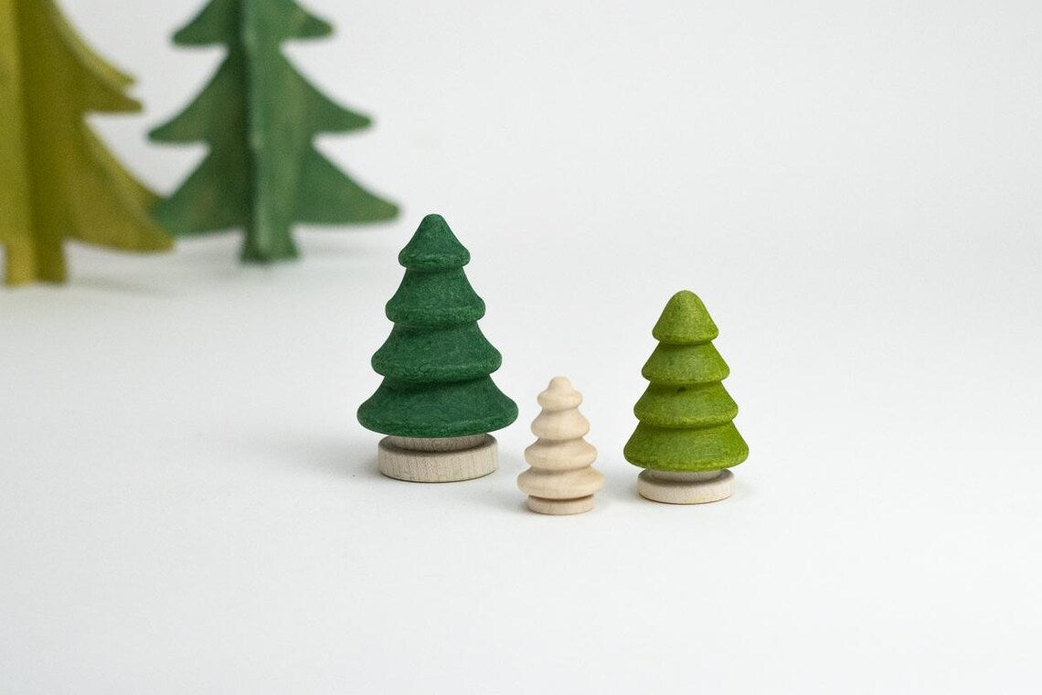 Steckfiguren Set Tannenbaum - 3 Größen Buchenholz