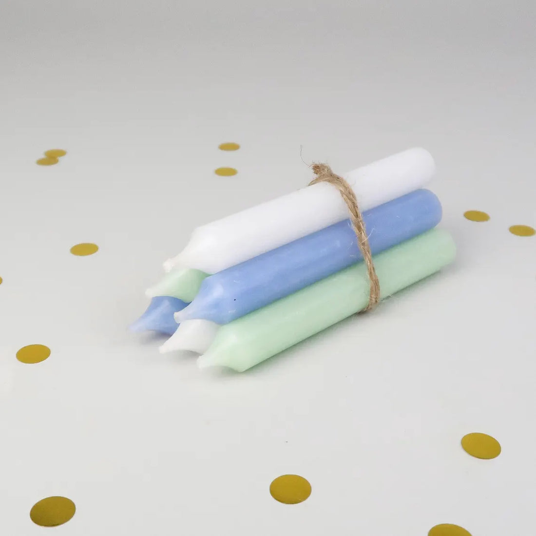 Geburtstagskerzen Set weiß-hellblau-hellgrün - 6er/12er Set