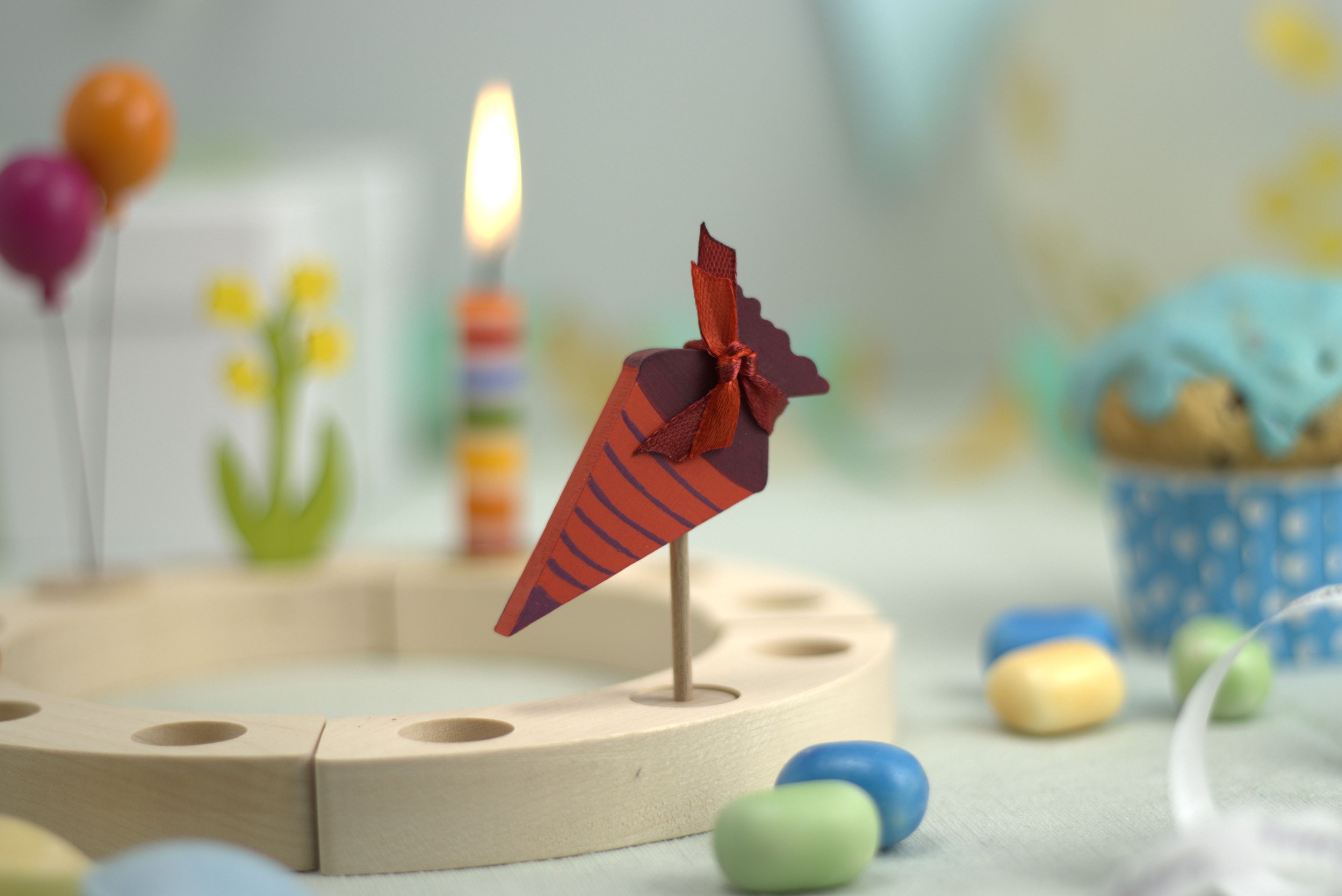 Steckfigur Schultüte rot mit Muster
