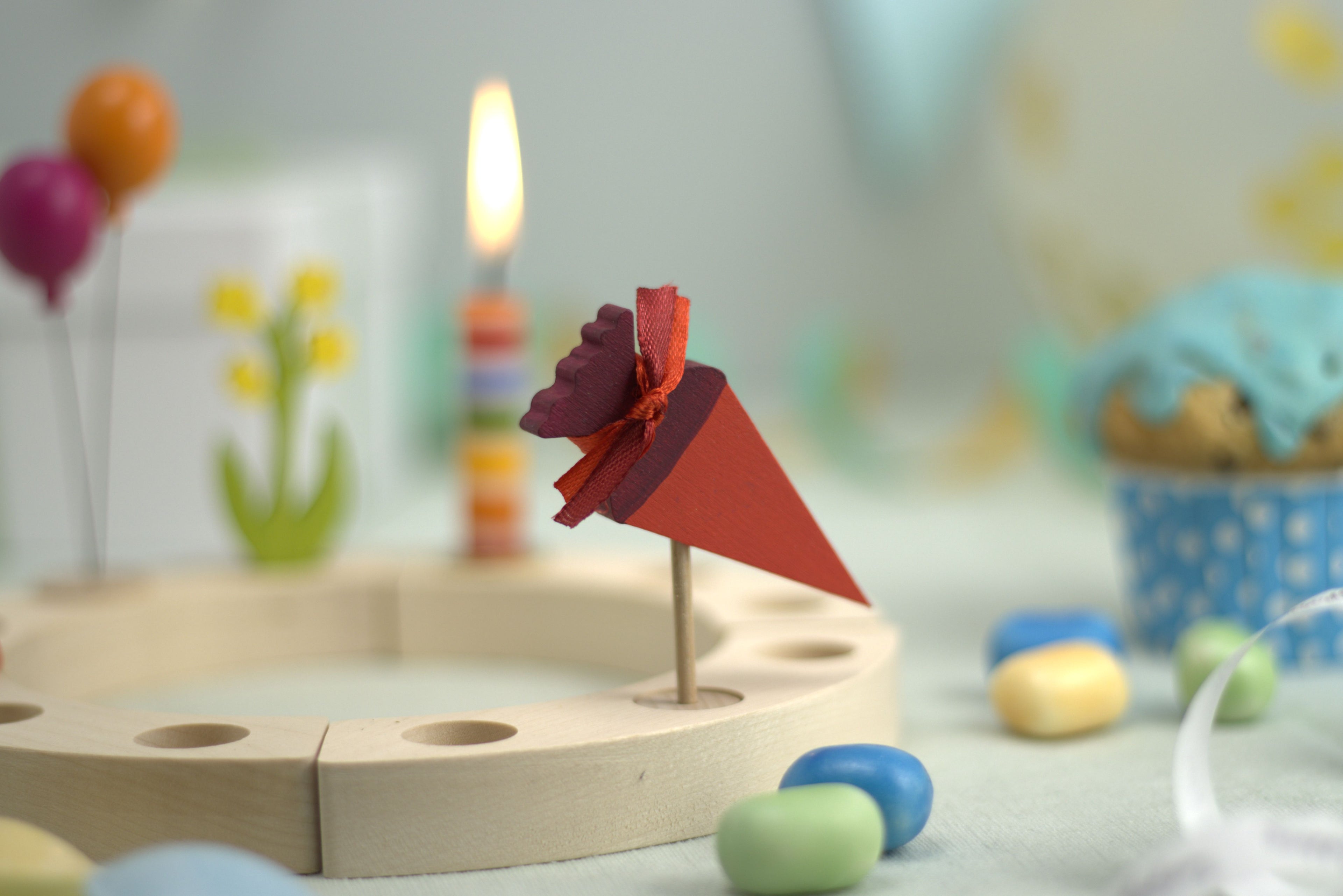 Steckfigur Schultüte rot mit Muster