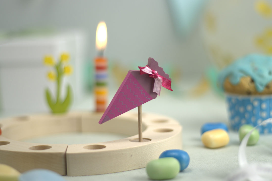 Steckfigur Schultüte pink mit Muster