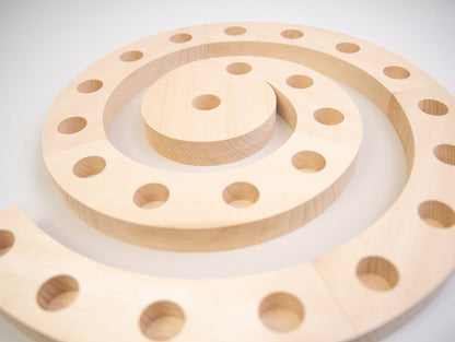 Geburtstagsspirale mit Kreis aus Buchenholz