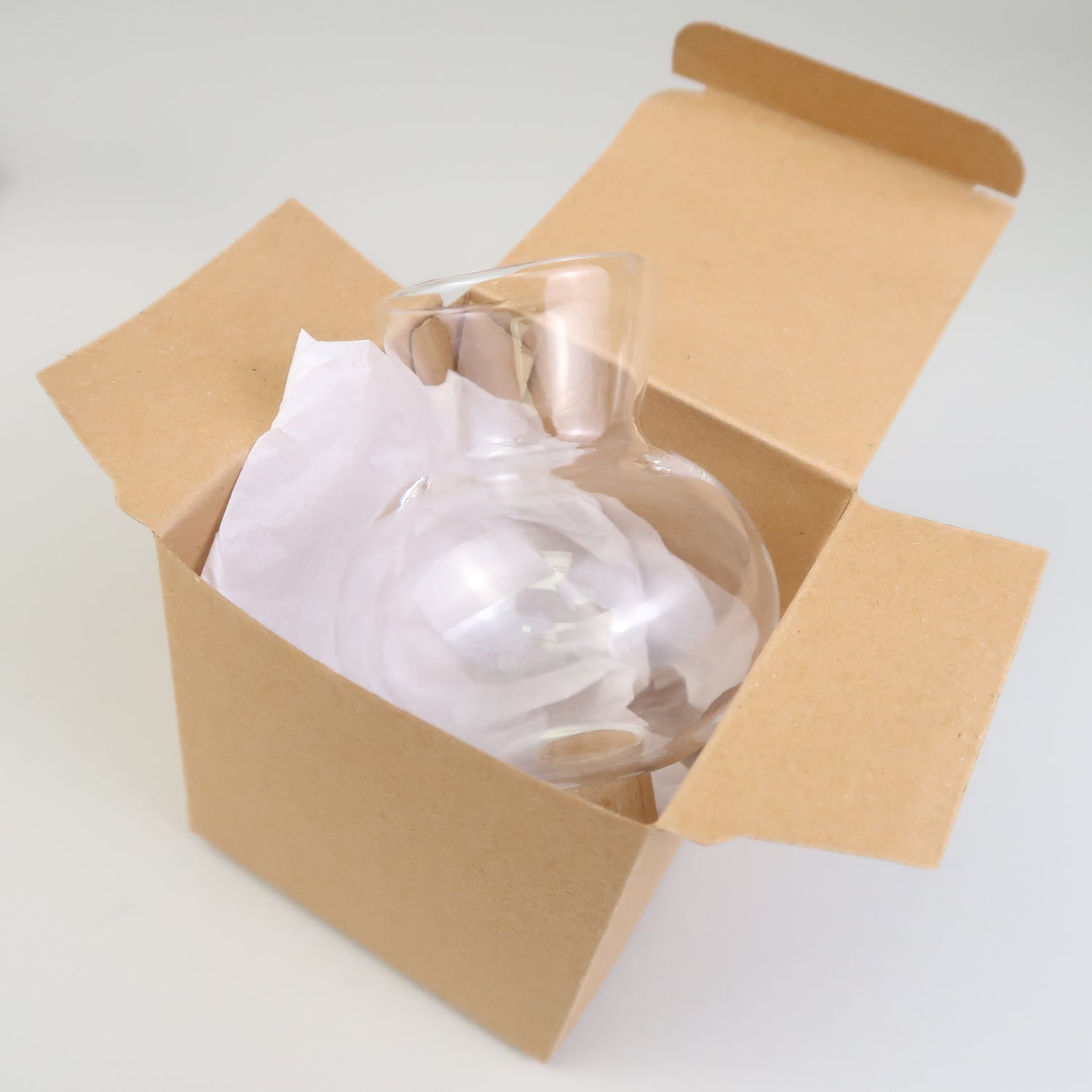 Mini Blumenvase aus filigranem Glas für Geburtstagskränze - rund