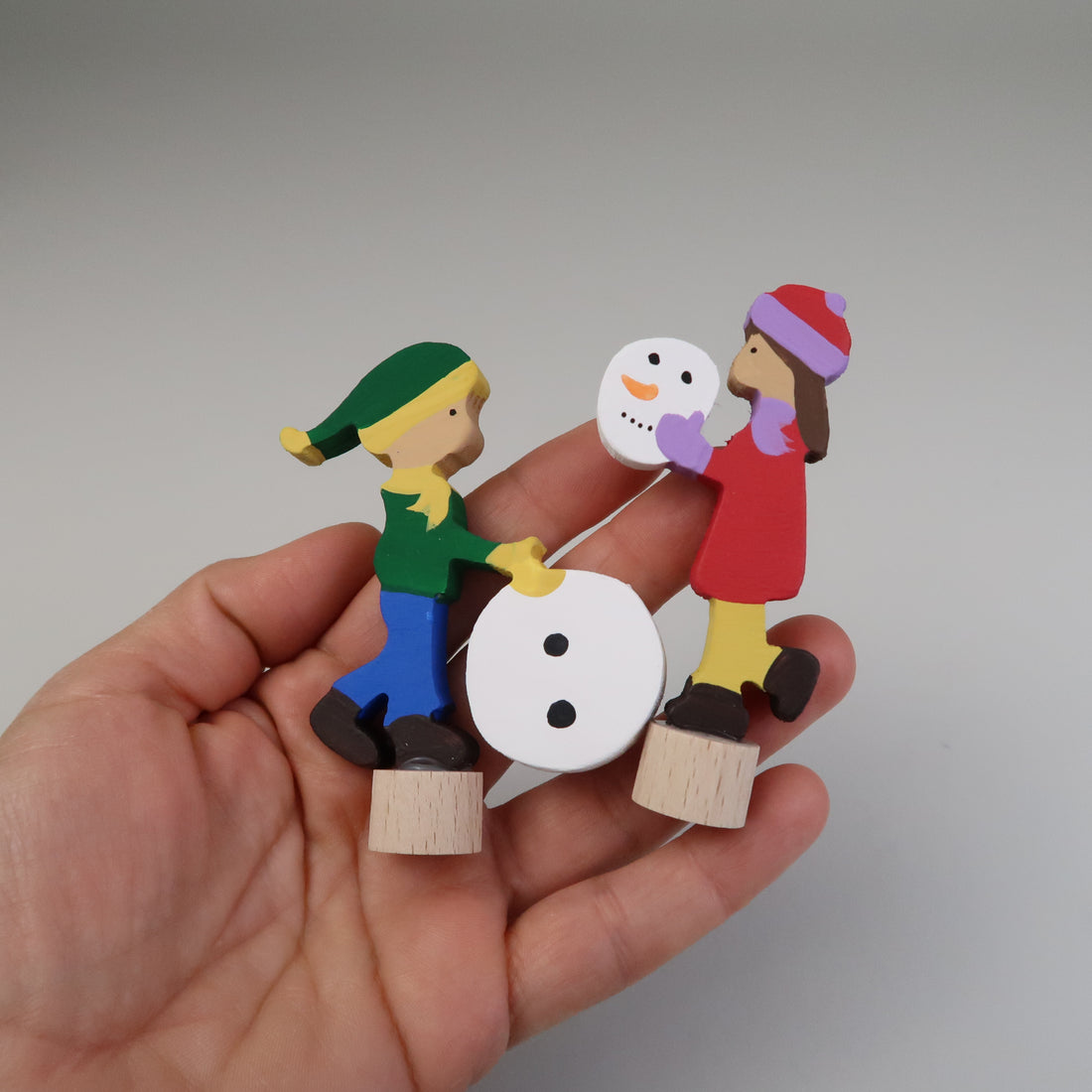 Steckfigur Schneemannkinder Set