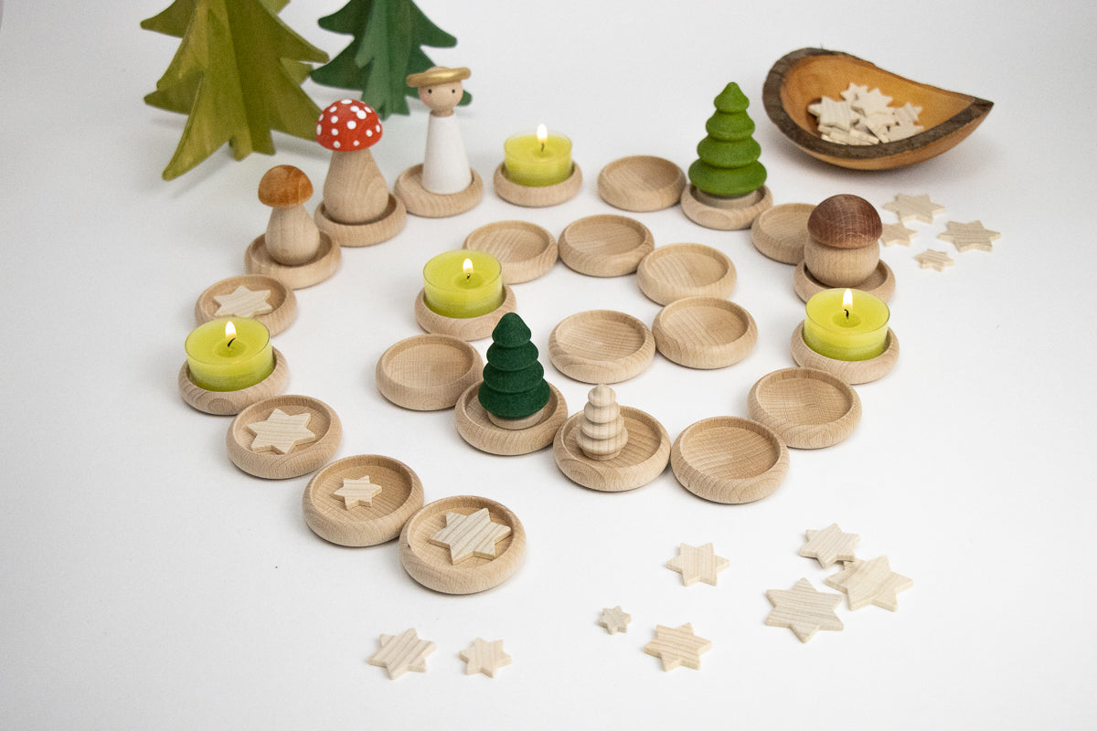 Adventsspirale Natur - 24 kleine Tellerchen