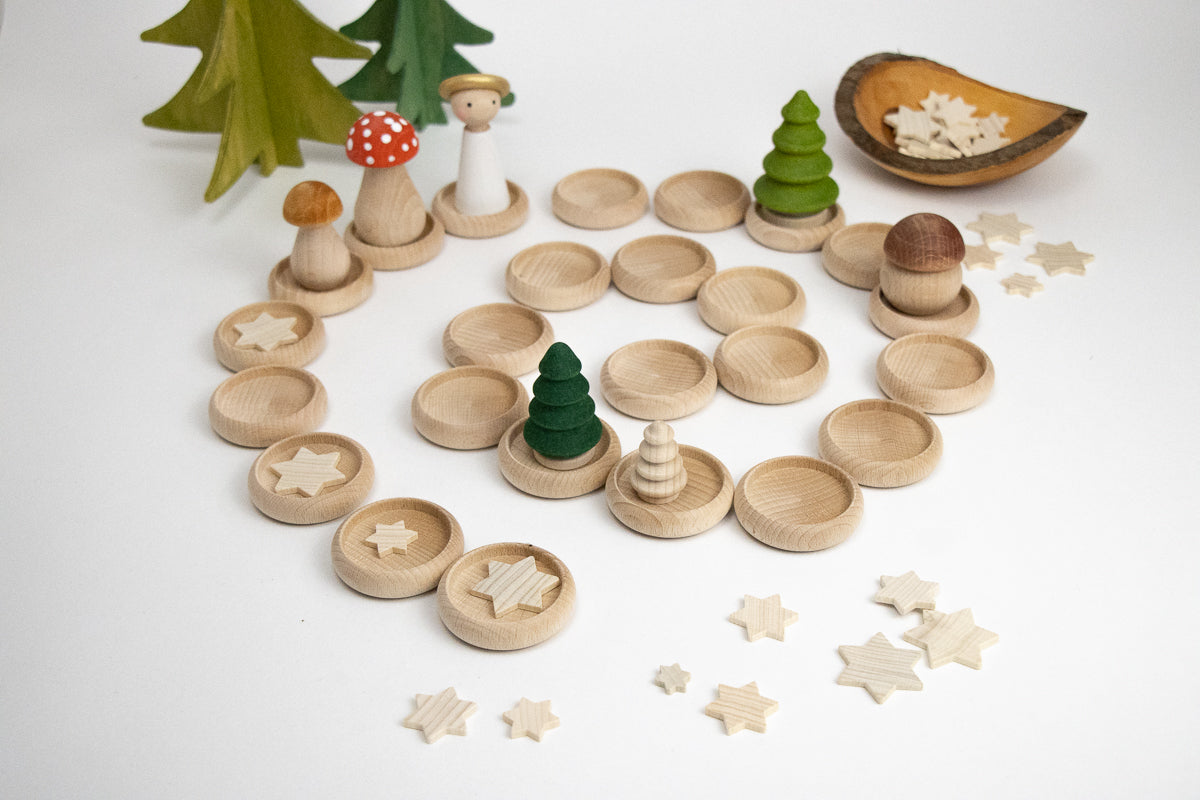 Adventsspirale Natur - 24 kleine Tellerchen