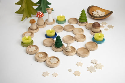 Adventsspirale grün/blau - 24 kleine Tellerchen