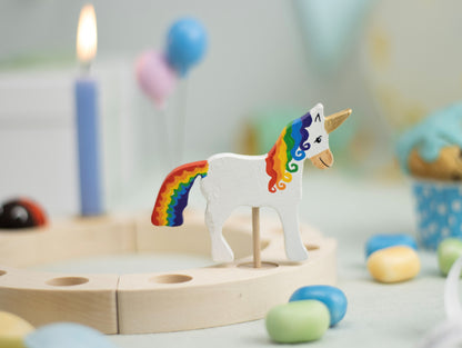 Steckfigur Einhorn - Weiß Regenbogen Bunt