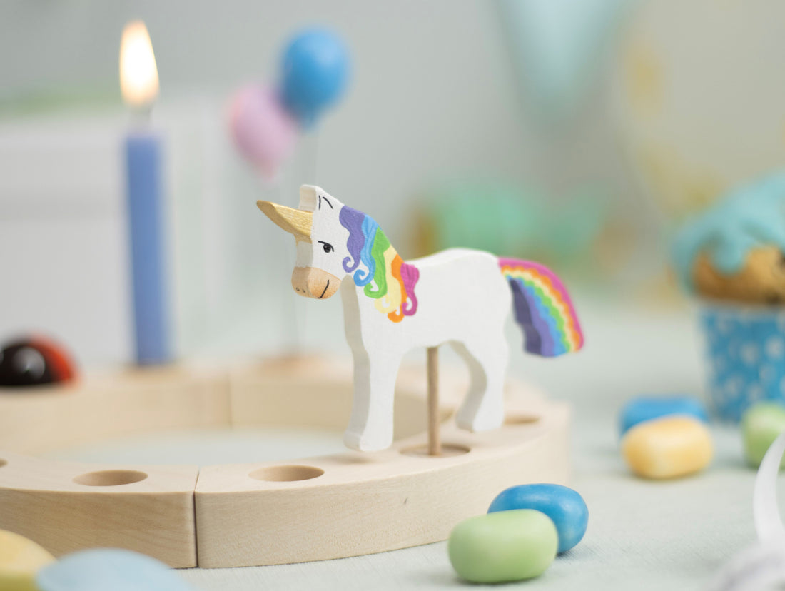 Steckfigur Einhorn - Regenbogen Pastell