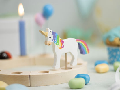Steckfigur Einhorn - Regenbogen Pastell