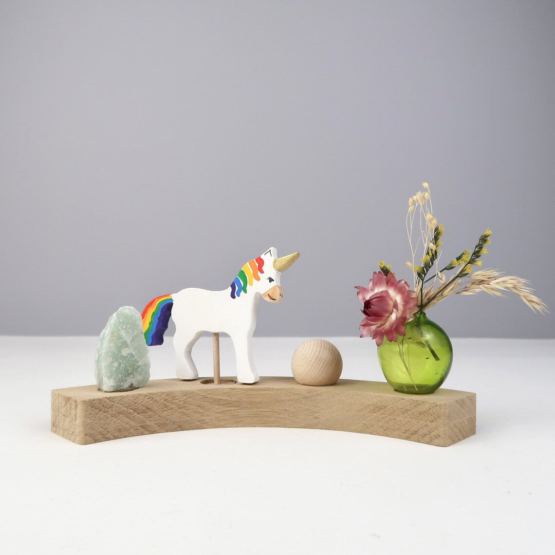Steckfigur Einhorn - Regenbogen Pastell