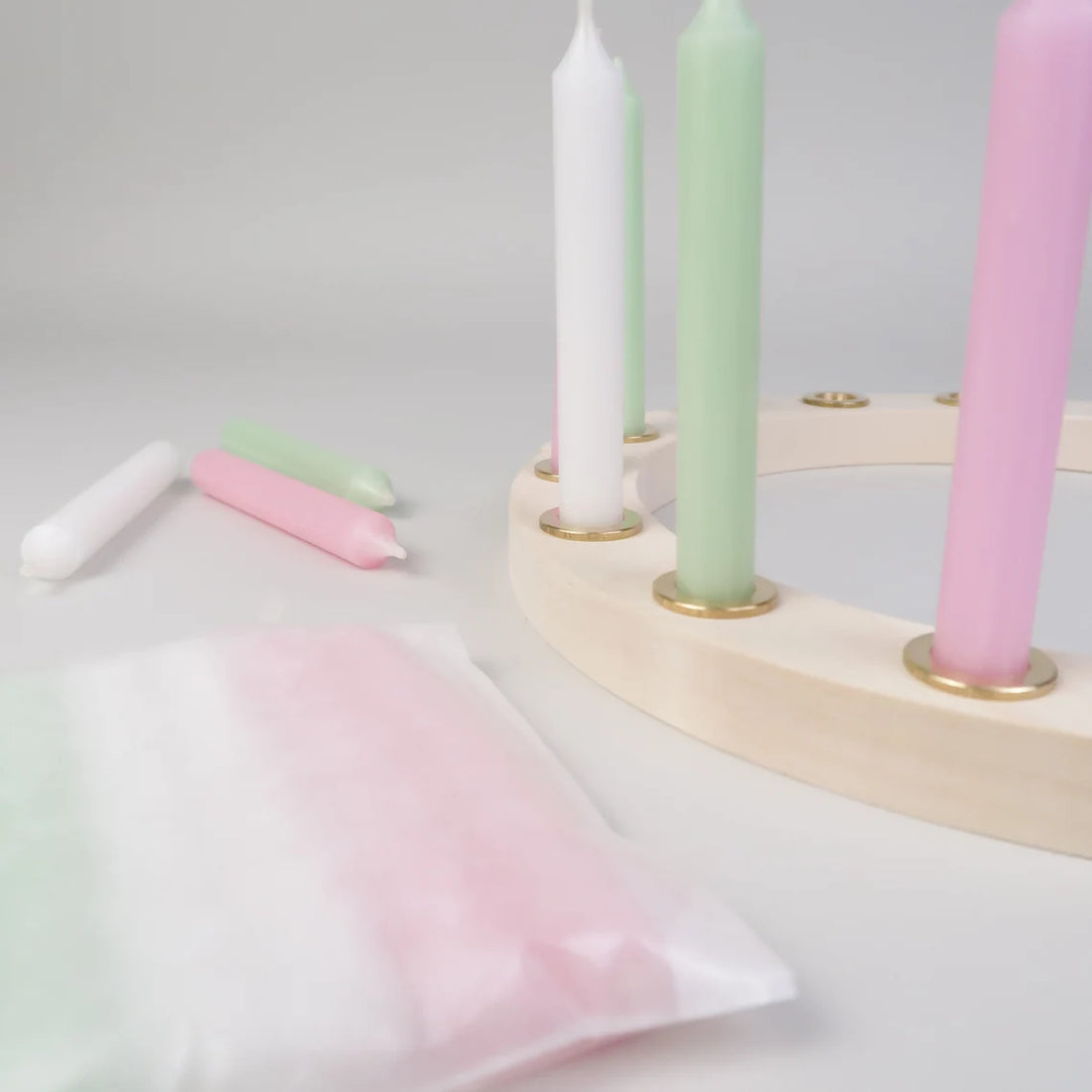 Geburtstagskerzen Set weiß-rosa-hellgrün - 6er/12er Set