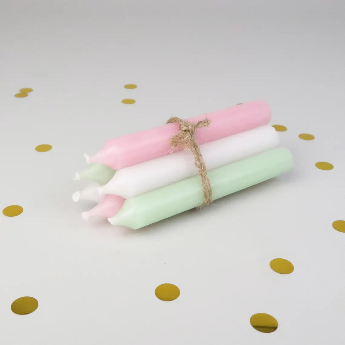 Geburtstagskerzen Set weiß-rosa-hellgrün - 6er/12er Set