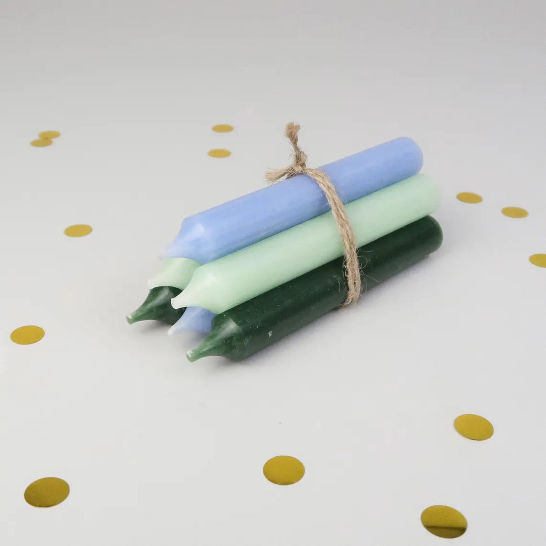 Geburtstagskerzen Set hellblau-hellgrün-dunkelgrün - 6er/12er Set