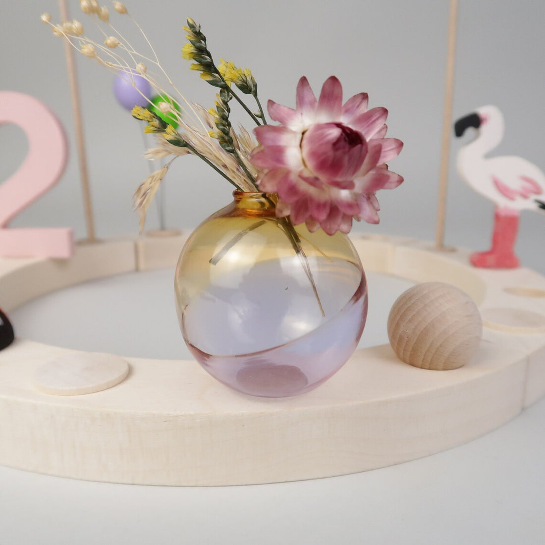 Steckfigur Mini Glasvase - rosa grün