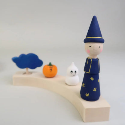 Steckfigur Zauberer - Blau mit Goldsternen