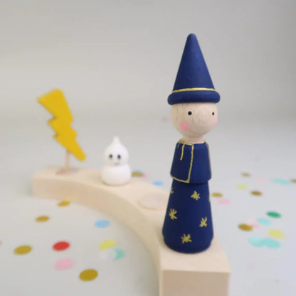 Steckfigur Zauberer - Blau mit Goldsternen