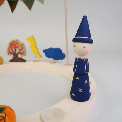 Steckfigur Zauberer - Blau mit Goldsternen