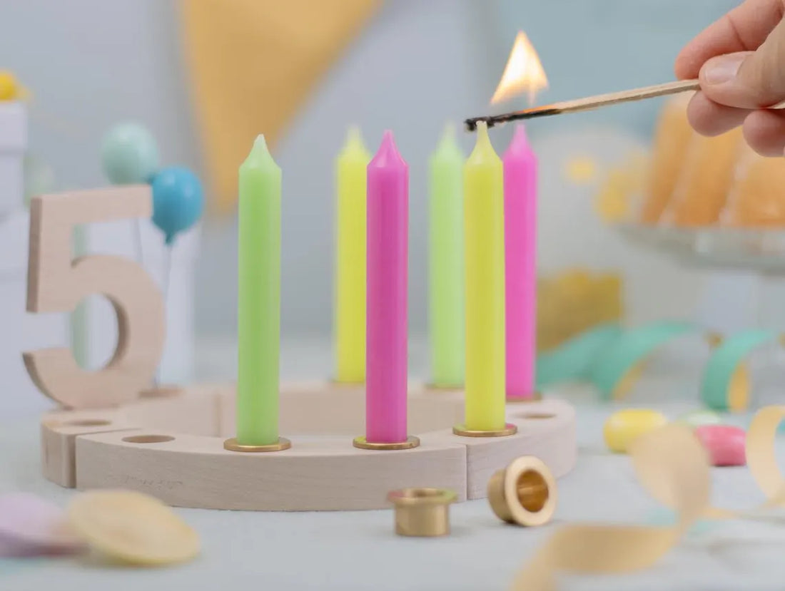 Geburtstagskerze Neonfarben - Pink Gelb Grün