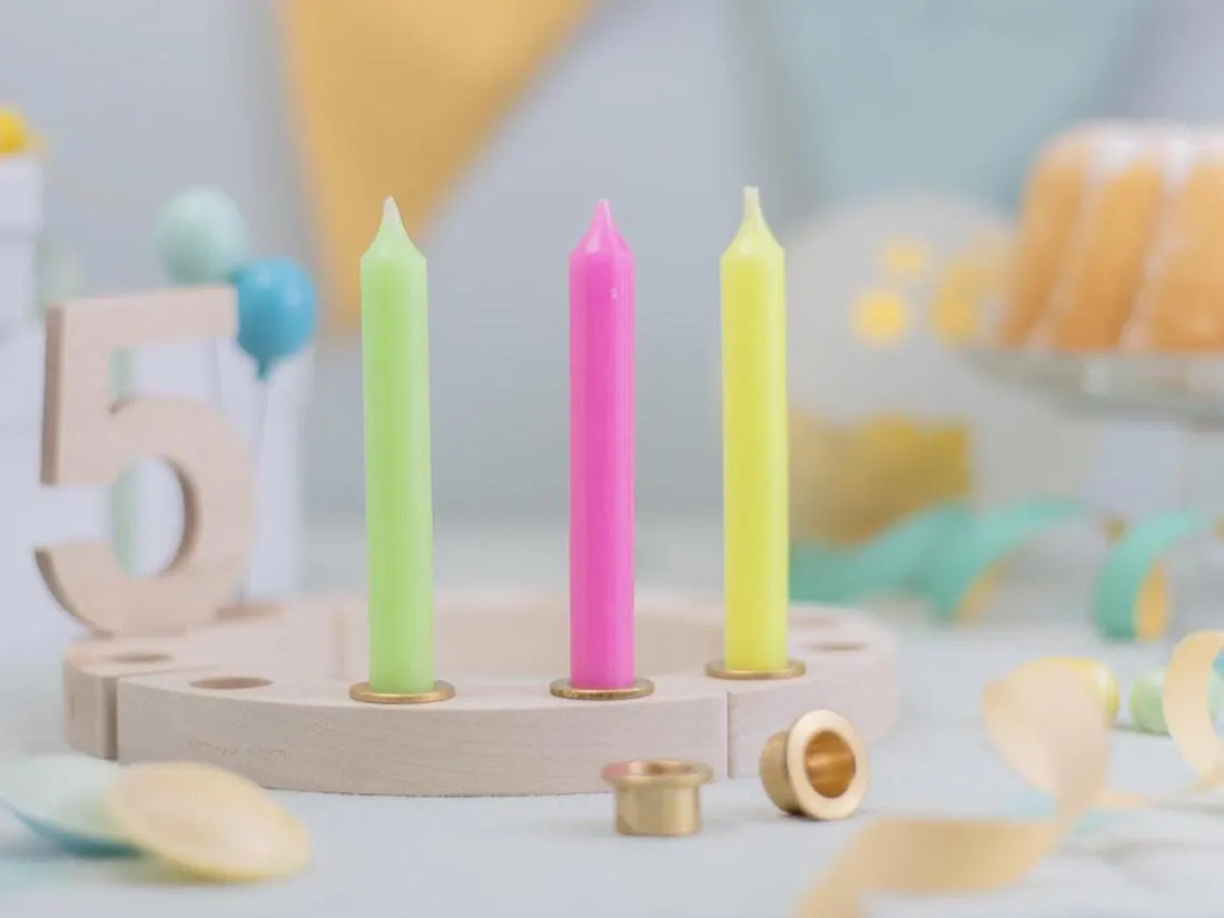 Geburtstagskerze Neonfarben - Pink Gelb Grün