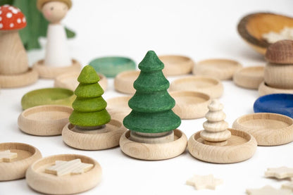 Steckfiguren Set Tannenbaum - 3 Größen Buchenholz