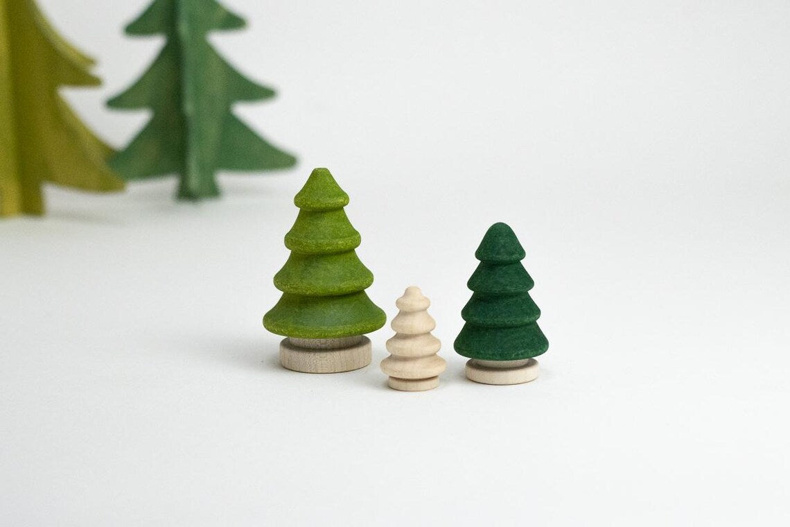 Steckfiguren Set Tannenbaum - 3 Größen Buchenholz