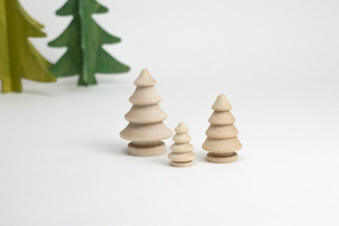 Steckfiguren Set Tannenbaum - 3 Größen Buchenholz