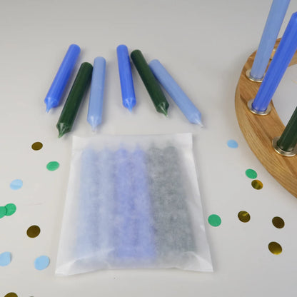 Geburtstagskerzen Set hellblau-blau-dunkelgrün - 6er/12er Set