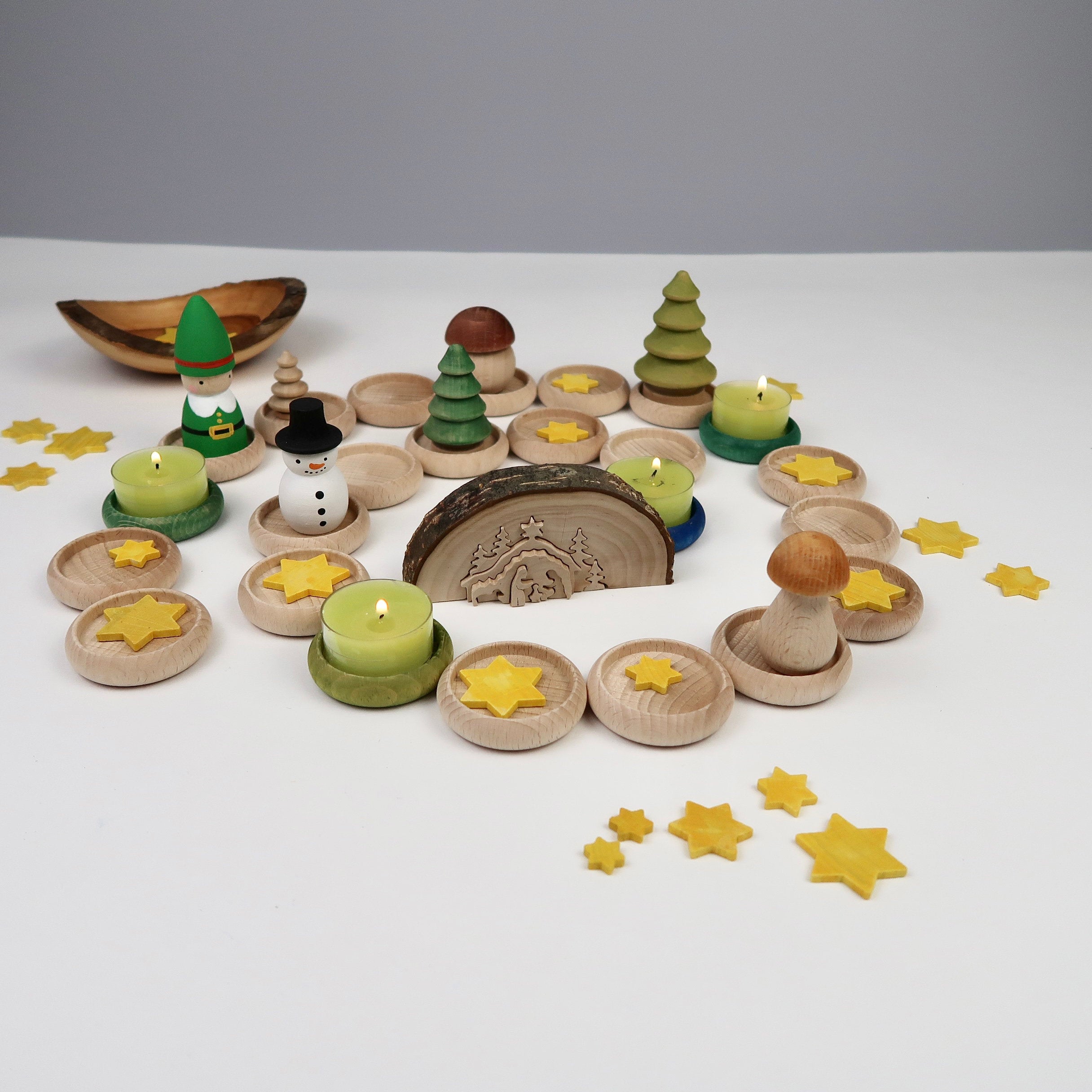 Adventsspirale Holz Weihnachten Waldorf Montessori